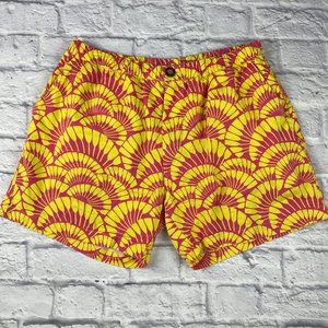 MENS CHUBBIES PINK YELLOW OAR PRINT CASUAL SHORTS 5" INSEAM XL
